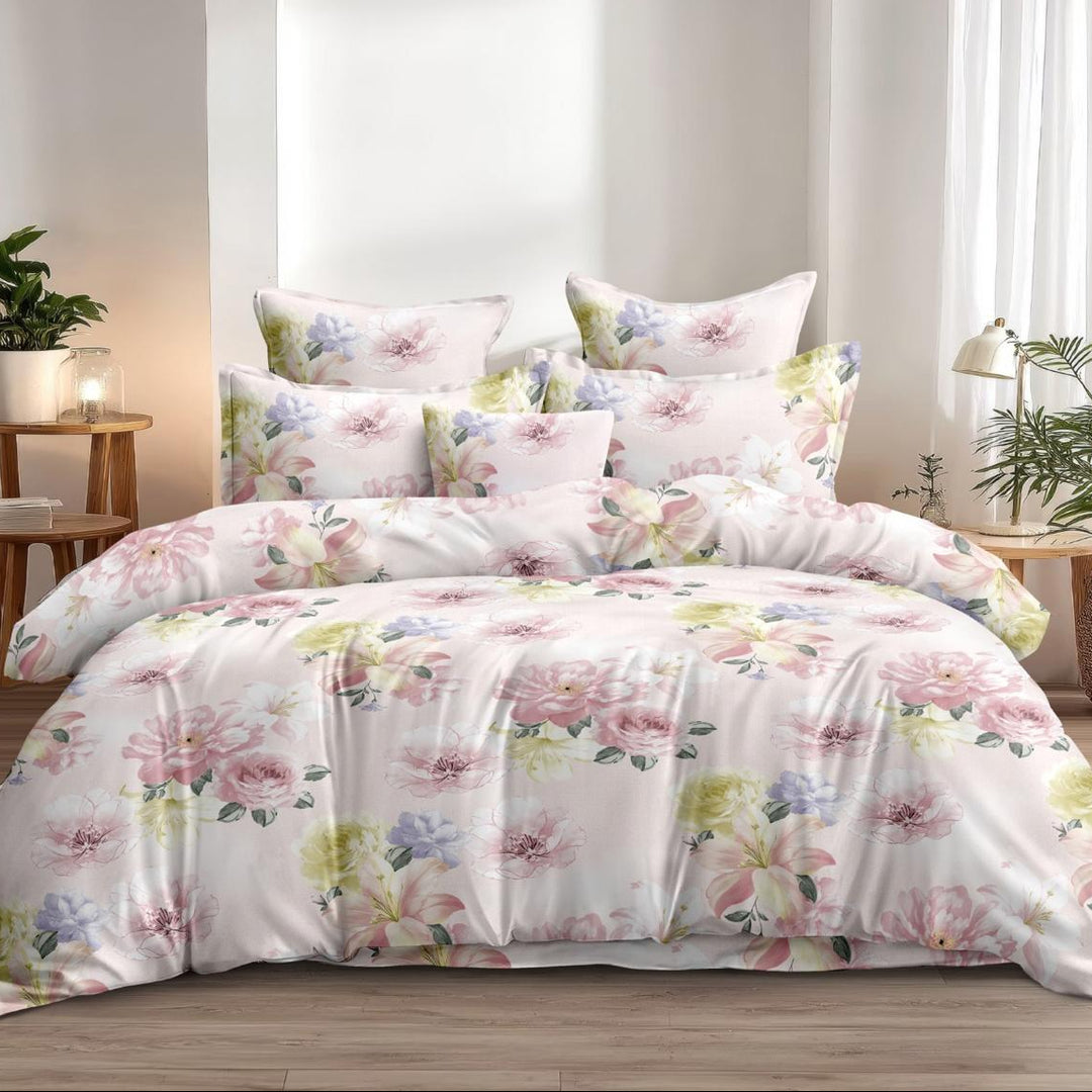 Meadow Whisper Cotton Blend Elastic Fitted King Bedsheet