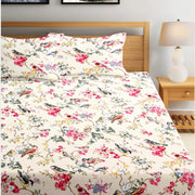 Tropical All Over Printed Cotton Elastic King Size Bedsheet - Pink Pakhi