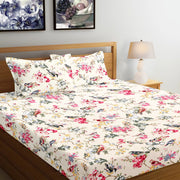 Tropical All Over Printed Cotton Elastic King Size Bedsheet - Pink Pakhi