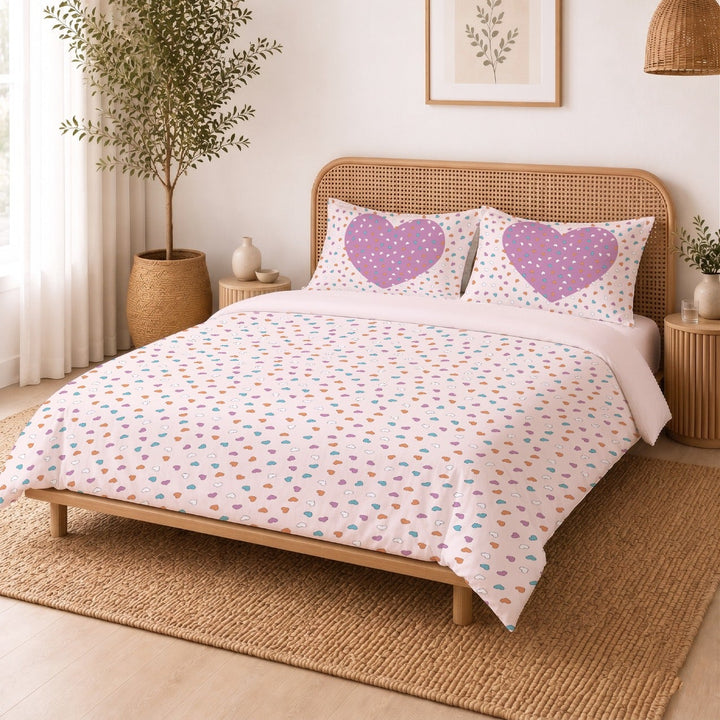 Candy Hearts Cotton King Bedsheet - 250 TC