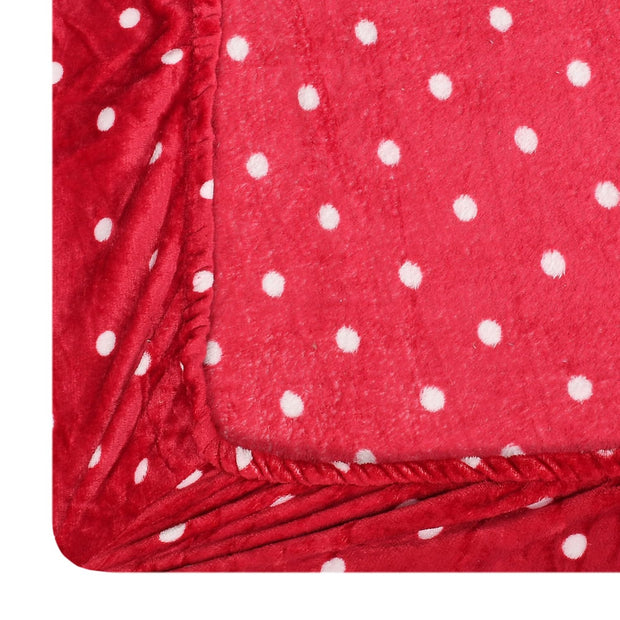 Red Dot Warm Winter Flannel Fitted King Bedsheet