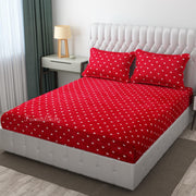 Red Dot Warm Winter Flannel Fitted King Bedsheet