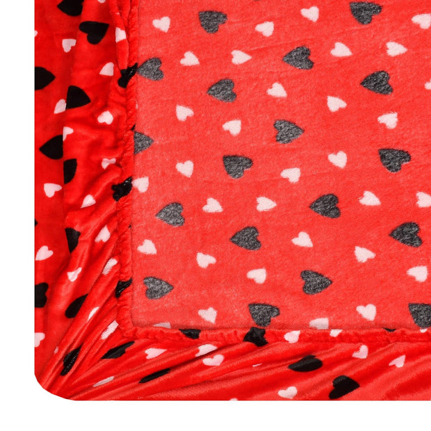 Red Heart Warm Winter Flannel Fitted King Bedsheet