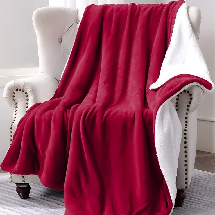 Sherpa California King Size Reversible 2in1 Blanket - Red