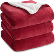 Sherpa California King Size Reversible 2in1 Blanket - Red