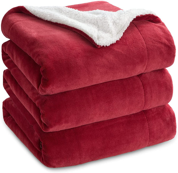 Sherpa California King Size Reversible 2in1 Blanket - Red