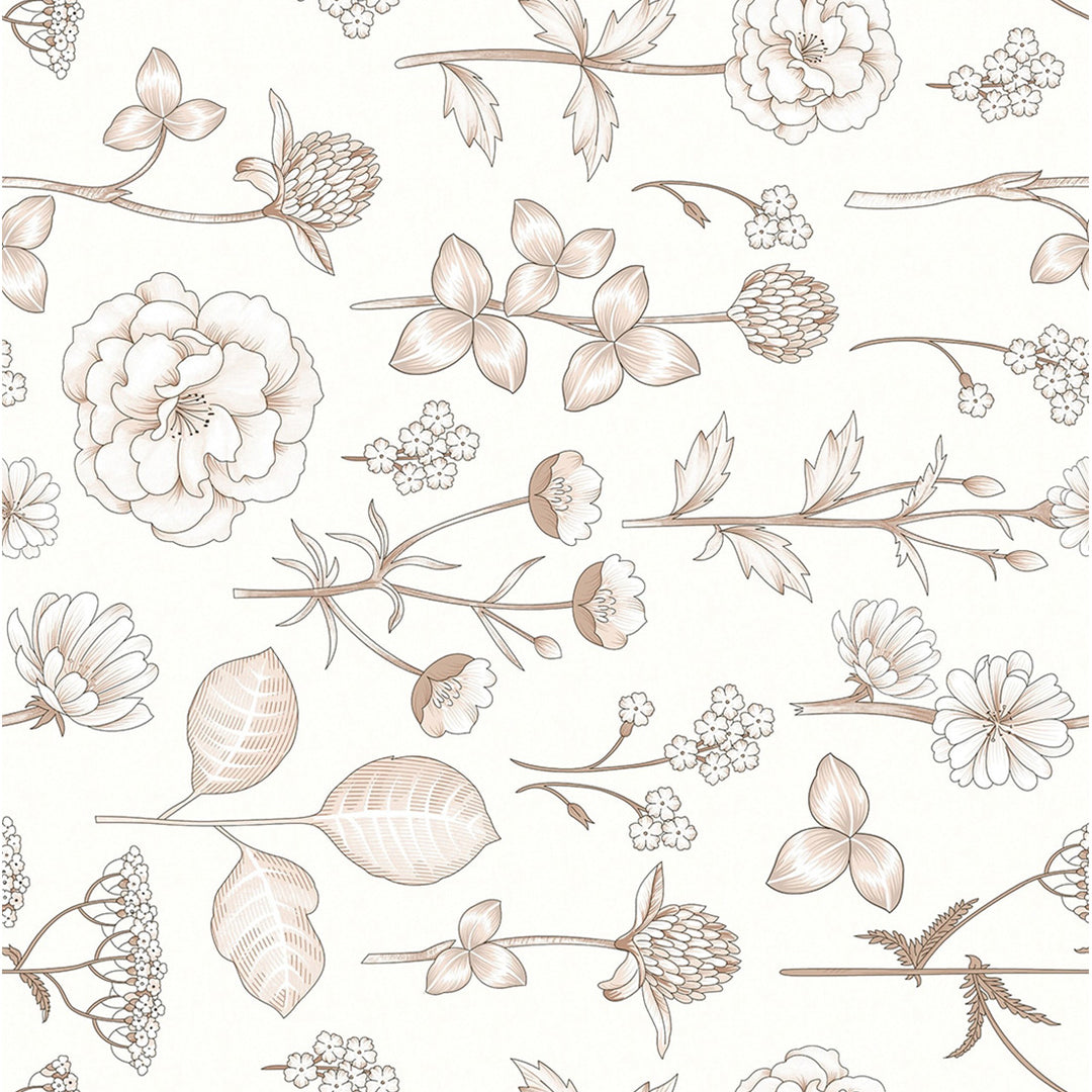 Same Brown Leaflet Cotton Blend Elastic Fitted King Bedsheet