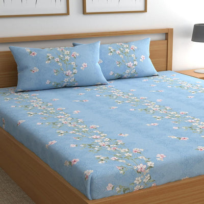 Sky Bail Cotton Blend Elastic Fitted King Bedsheet