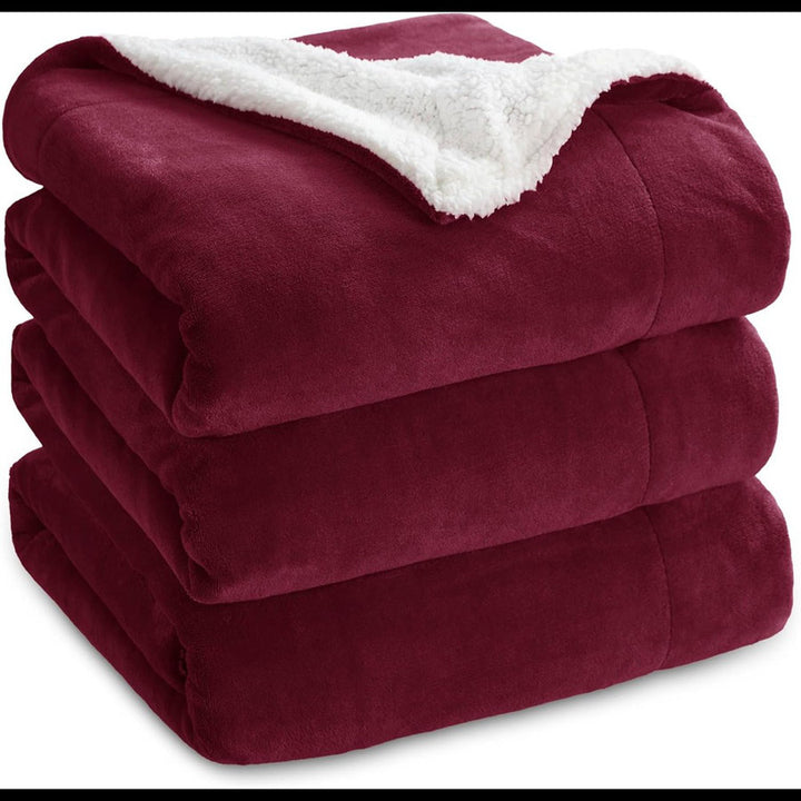 Sherpa California King Size Reversible 2in1 Blanket - Wine