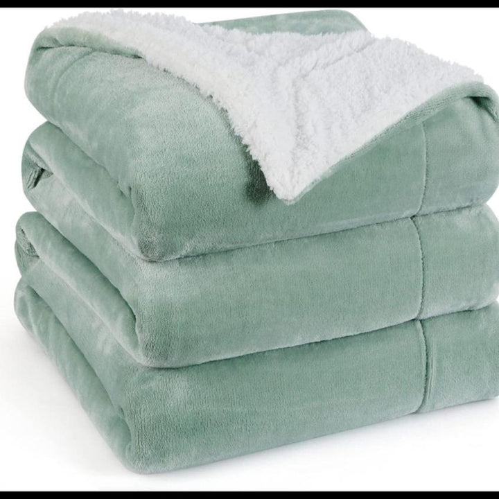 Sherpa California King Size Reversible 2in1 Blanket -Teal