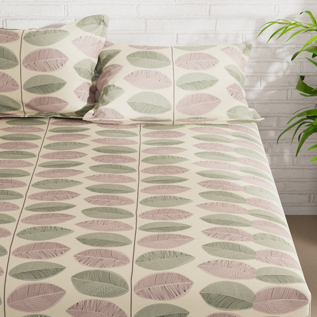 Ivy Leaves 210 TC Cotton Blend Flat King Bedsheet