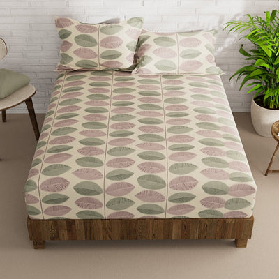 Ivy Leaves 210 TC Cotton Blend Flat King Bedsheet