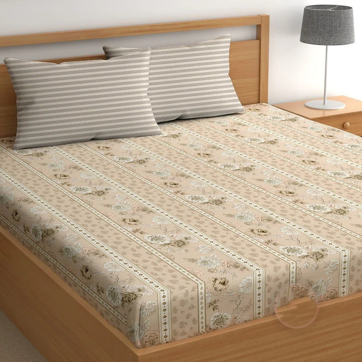 Vintage Rose Cotton Blend Elastic Fitted King Bedsheet