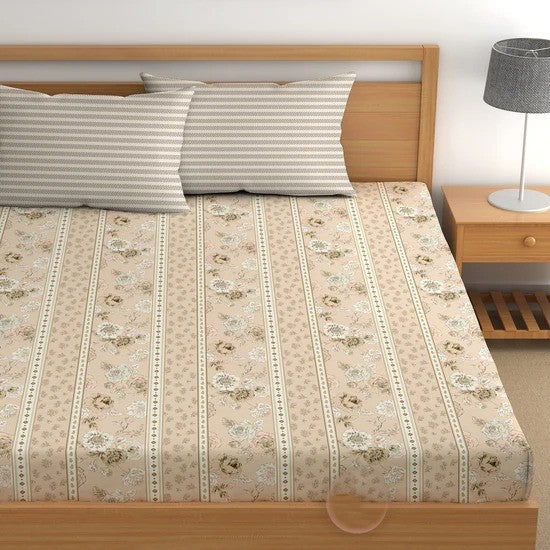 Vintage Rose Cotton Blend Elastic Fitted King Bedsheet