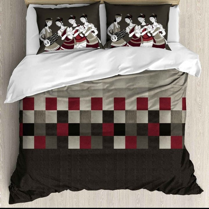 Forever Brown Geometric Luxury Pure Cotton King Size Bedsheet