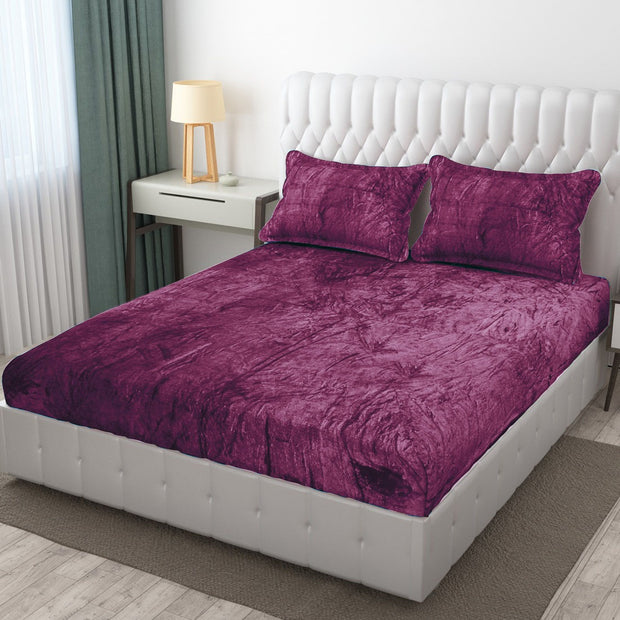 Grape Warm Winter Flannel Fitted King Bedsheet