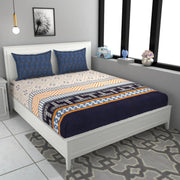 Blue Path Cotton Blend Elastic Fitted King Bedsheet