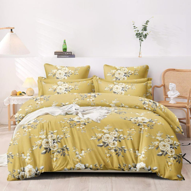 Yellow Duo 210 TC Cotton Blend Flat King Bedsheet