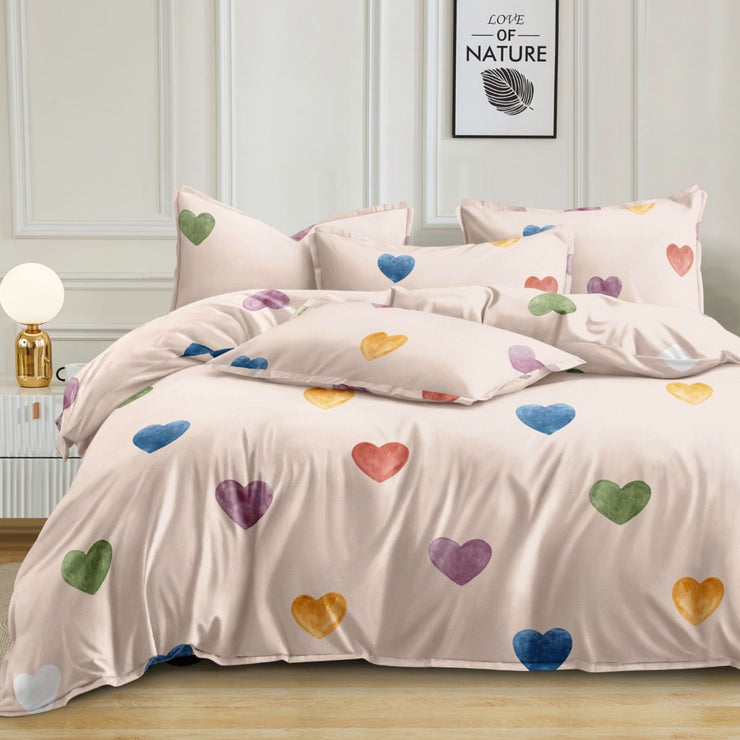 Heart New Cotton Blend Elastic Fitted Queen Bedsheet