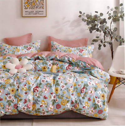 Estelle Floral Cotton Blend Elastic Fitted King Bedsheet