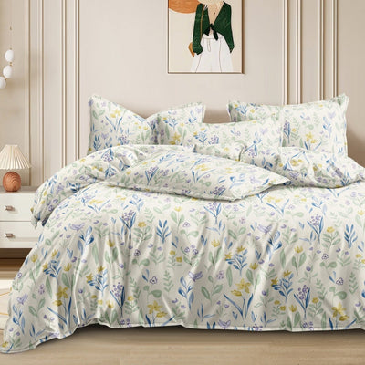 Capri Floral Cotton Blend Elastic Fitted Queen Bedsheet