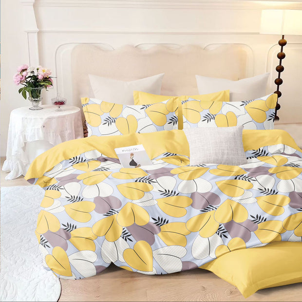 Yellow Love 210 TC Cotton Blend Flat King Bedsheet