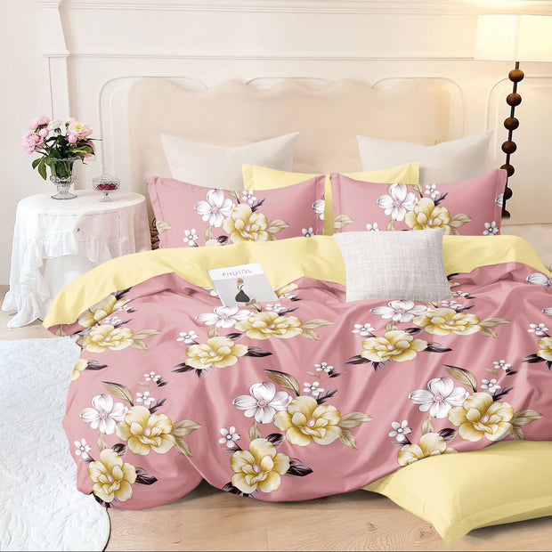 Cherry Blossom Veil 210 TC Cotton Blend Flat King Bedsheet