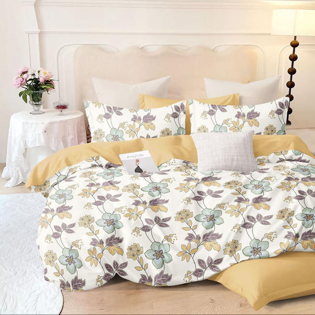 Floral Whisper 210 TC Cotton Blend Flat King Bedsheet