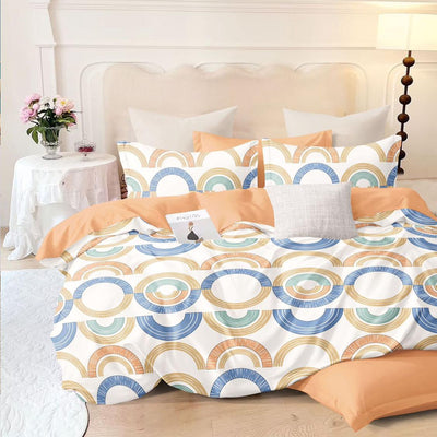 Multi Circle 210 TC Cotton Blend Flat King Bedsheet