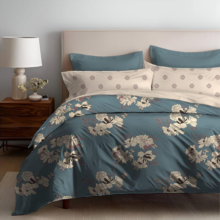 Serene Botanica 210 TC Cotton Blend Flat King Bedsheet