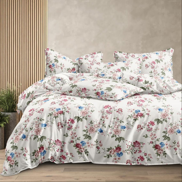 Dewy Petals 210 TC Cotton Blend Flat King Bedsheet