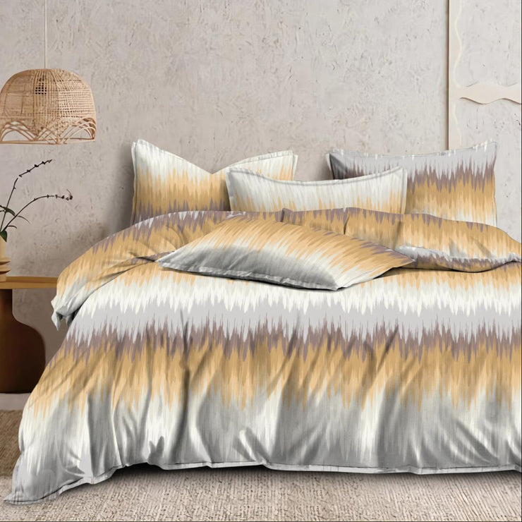 Must Waves Cotton Blend Super King Bedsheet with 2 Pillow Covers (108x108 inches)