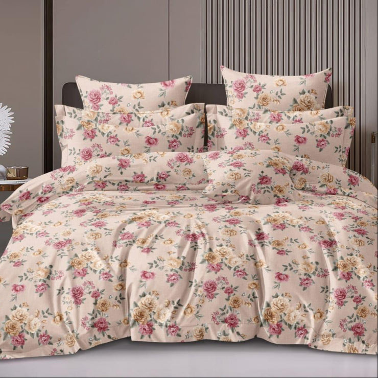 Floral Zest Cotton Blend Elastic Fitted King Bedsheet