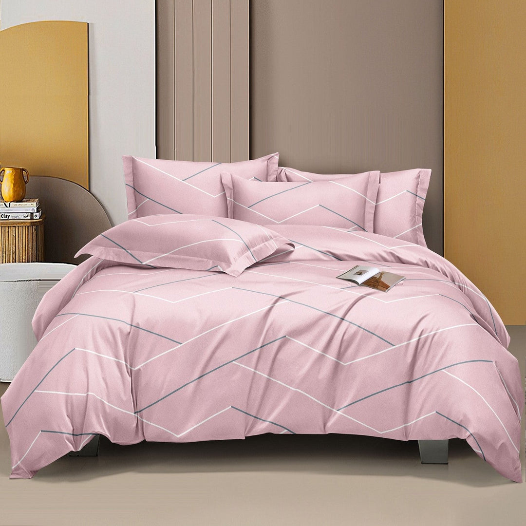 Pink Symmetry 180 TC Cotton Blend Flat King Bedsheet