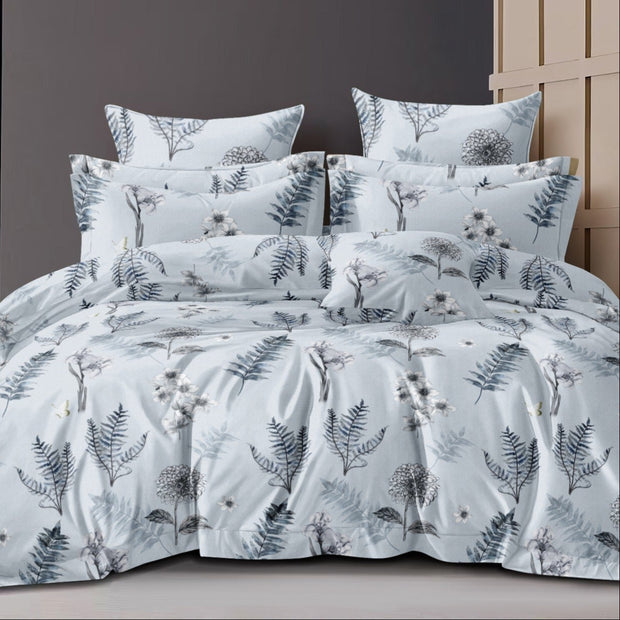 Summer Bloom Cotton Blend Elastic Fitted Queen Bedsheet