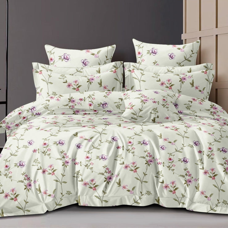 Sunlit Slumber Cotton Blend Elastic Fitted Queen Bedsheet