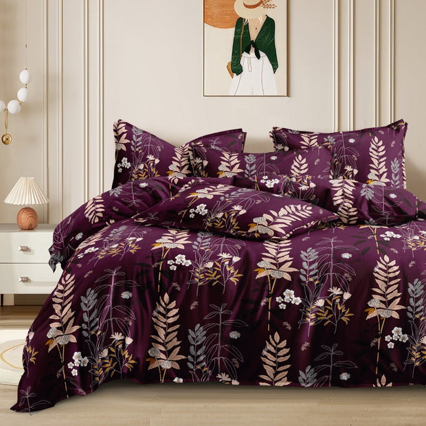 Wild Bloom Cotton Blend Elastic Fitted Queen Bedsheet