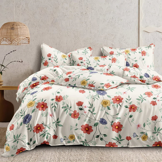 Phool Bagaan Cotton Blend Elastic Fitted King Bedsheet