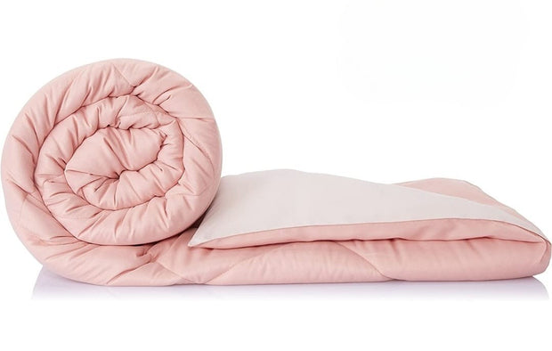 Peach Solid 180 GSM AC Room Reversible Double Bed Comforter