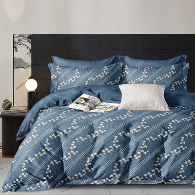 Diagonal Petals 180 TC Cotton Blend Flat King Bedsheet