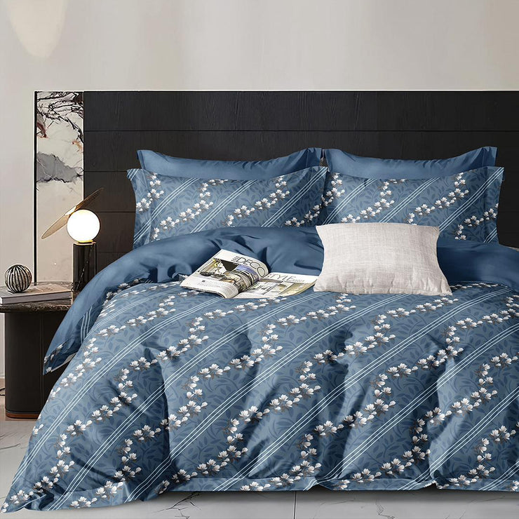 Diagonal Petals 180 TC Cotton Blend Flat King Bedsheet
