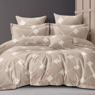Beige Weave 180 TC Cotton Blend Flat King Bedsheet