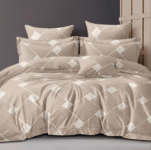 Beige Weave 180 TC Cotton Blend Flat King Bedsheet