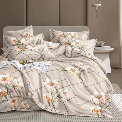 Floral Horizon 180 TC Cotton Blend Flat King Bedsheet