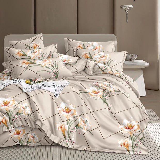 Floral Horizon 180 TC Cotton Blend Flat King Bedsheet