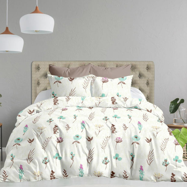 Vintage Bliss Premium 100% Cotton Elastic Fitted Bedsheet - Brown