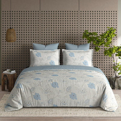 Vintage Times  Premium 100% Cotton Elastic Fitted Bedsheet - Blue