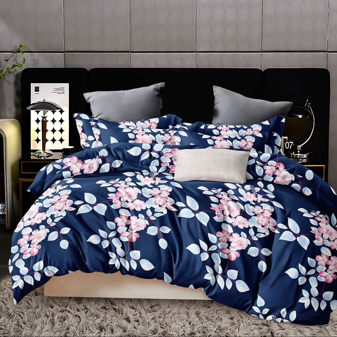 Blooming Beauty 210 TC Cotton Blend Flat King Bedsheet