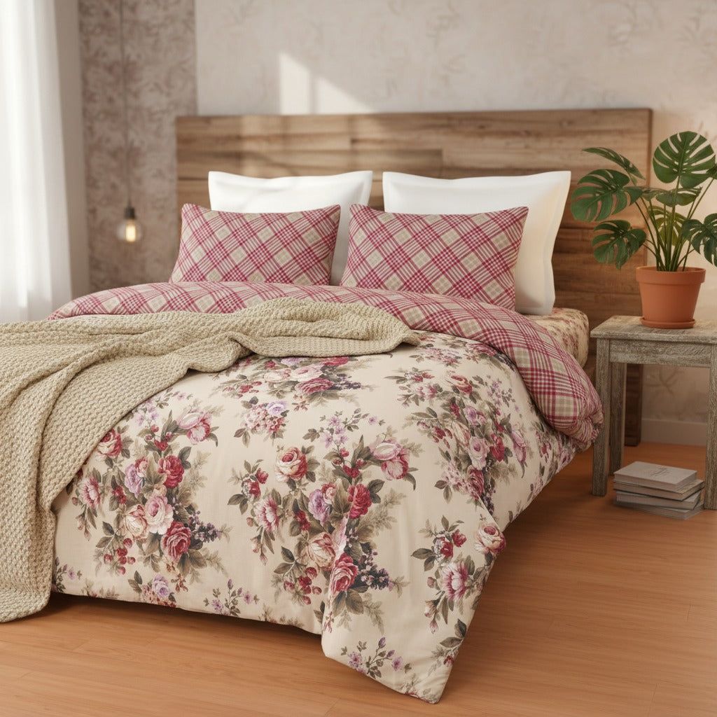 Rose Bunch 180 GSM AC Room Reversible Double Bed Comforter