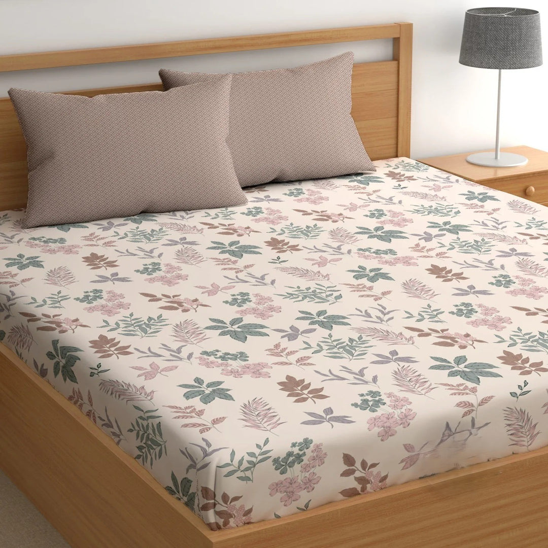 Colors Bloom Cotton Blend Elastic Fitted King Bedsheet